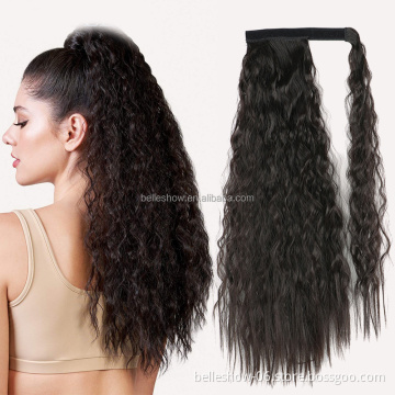 Synthetic Artificial Ponytail Wig Velcros Magic Paste Clip In Ponytail Extensions  Hair Extensions Natural Curly Pony Tail